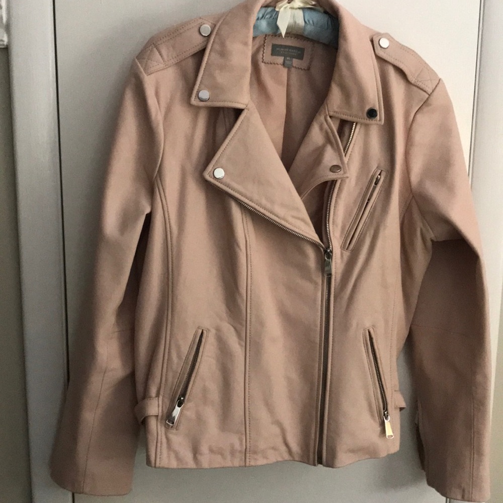 Pink leather moto jacket